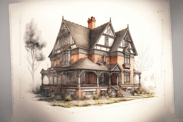 An illustration of a house design project. Generative AI