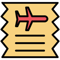 Fototapeta premium Flight ticket filled line icon