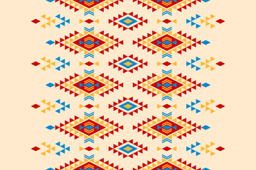 Geometric ethnic oriental seamless pattern traditional. Fabric Aztec pattern background. Indian style. Design for wallpaper, illustration, fabric, clothing, carpet, textile, batik, embroidery.