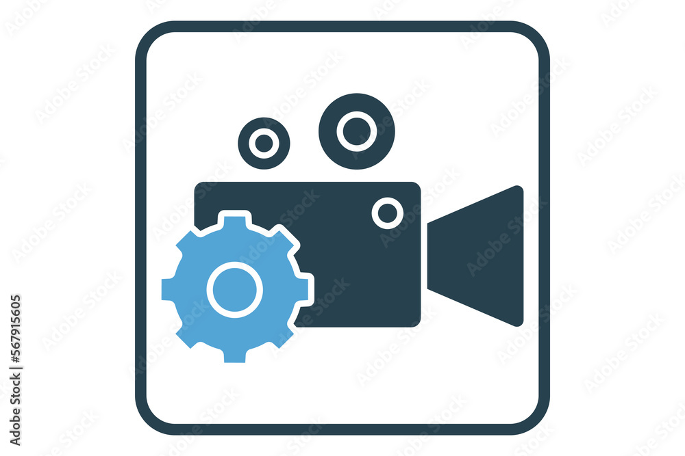 Poster setting camera video icon illustration. icon related to multimedia. solid icon style. simple vector 