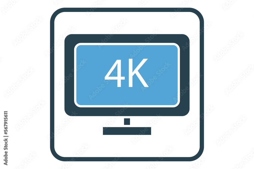 Poster 4k monitor screen icon illustration. icon related to multimedia. solid icon style. simple vector des
