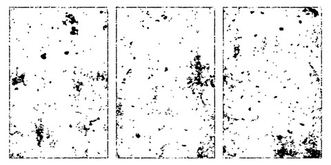 Grunge urban background set. Texture of spots, stains, ink, dots, scratches. Damaged backdrop. Dirty artistic design element. Simply place textures over any object to create grungy effect