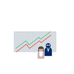 Infographic icon isolated element businessmen in front of stock chart   stock graph 