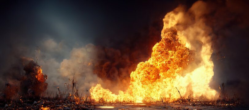 fire explosion background. Burn, blaze, explode, burning fire, hot, flame, blast with Generative AI Technology