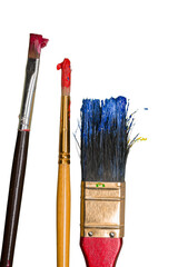 Stack of color artist paint brushes