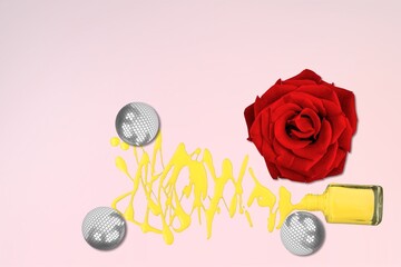 Romantic rose flower and disco balls