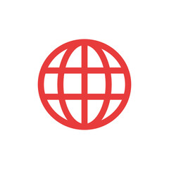 Red globe icon representing connection and globalization