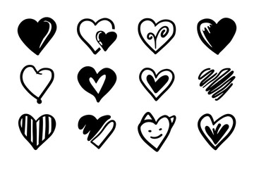 Heart doodle, Love, Vector Illustration.