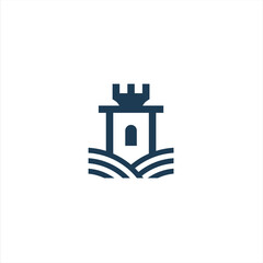 Naklejka premium Castle tower with line style vector logo.