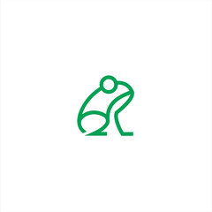 Frog simple minimalistic stylized, Line icon and colored version, toad vector illustration.
