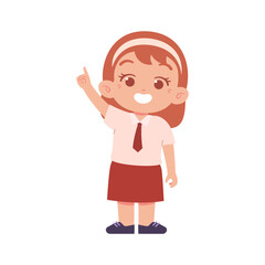 Indonesian Elementary School Girl Kids Wearing Red and White Uniform Illustration