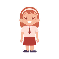 Indonesian Elementary School Girl Kids Wearing Red and White Uniform Illustration