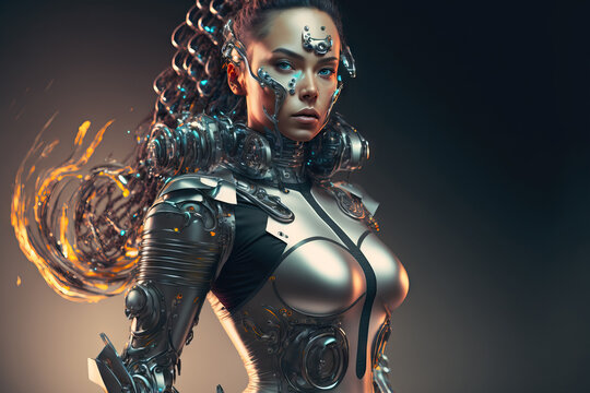Unusual Human model wearing futuristic space gear. People and technology. Generative AI