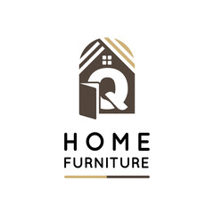 Initial Q Letter for Home Decor, Furniture, Design, Wooden Craft, Interior Logo Design Idea Template	