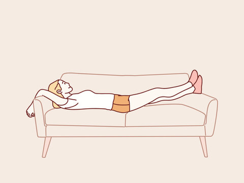 Young rest woman leisure sleep on sofa simple korean style illustration