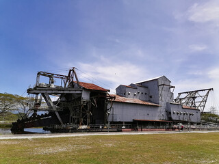 Fototapeta na wymiar Tin mining dredge TT5 in Tanjung Tualang, Perak, Malaysia