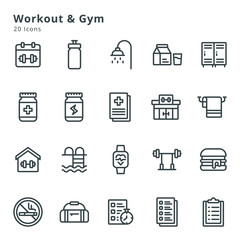 20 icons on workout and gym 