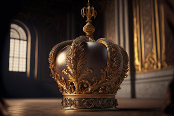 A single, golden crown at Versailles. France. Generative AI - obrazy, fototapety, plakaty