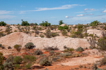 White Cliffs Australia, view across opal mines to horizon