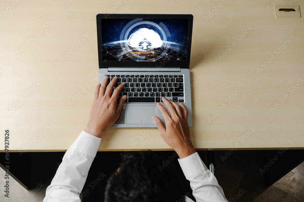Poster cloud computing software for modish remote work and personal data storage