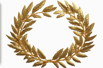 Golden laurel wreath headband, white background. Generative AI