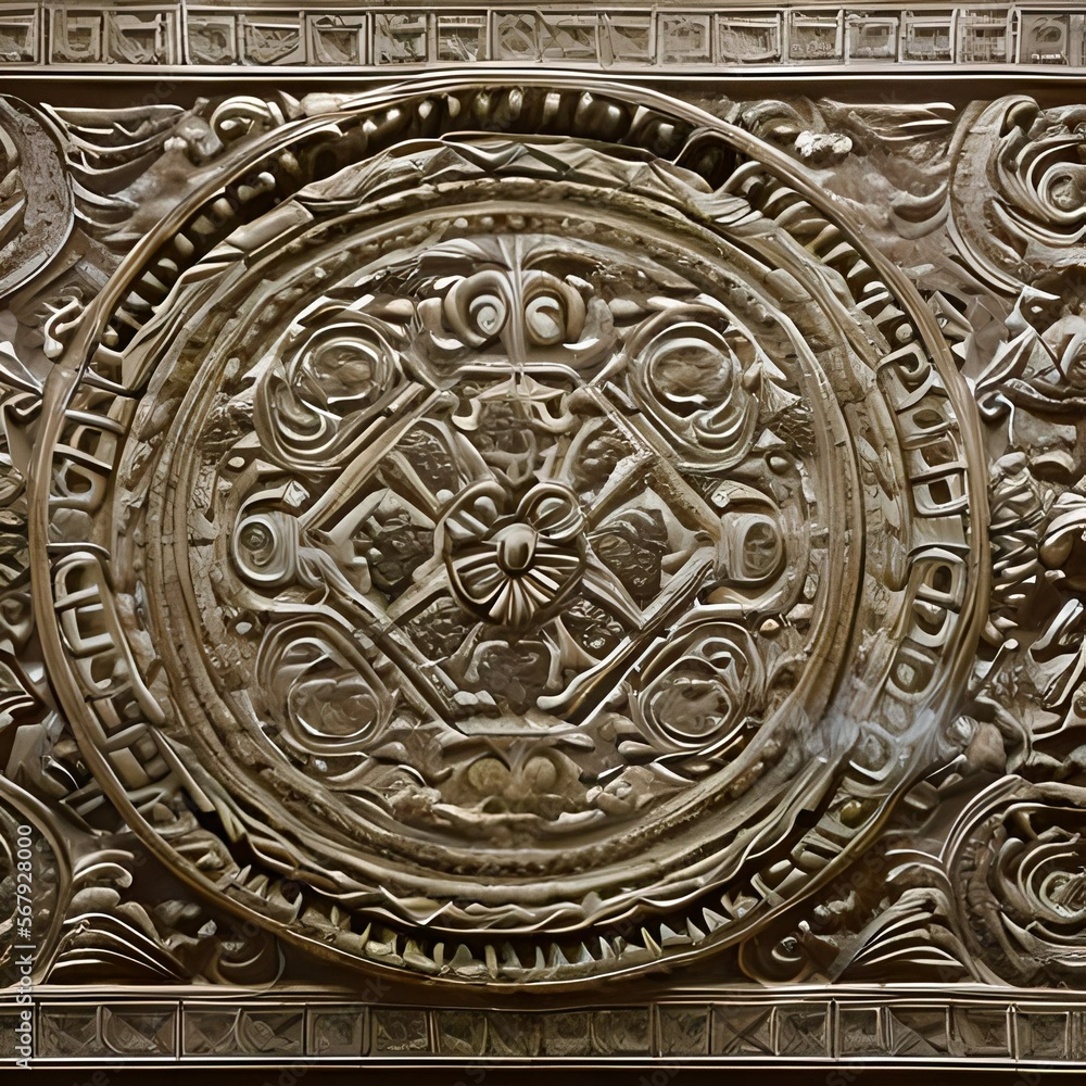 Poster circular ornate relief stone trim