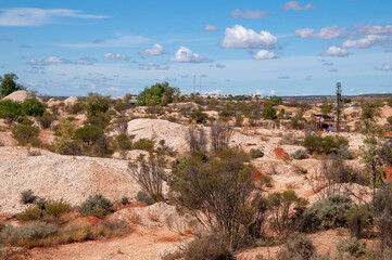 White Cliffs Australia, view across opal mines to horizon