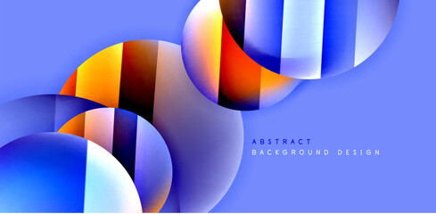 Obraz premium Colorful shiny and glossy circles abstract composition with light and shadow effects, geometric vector abstract background