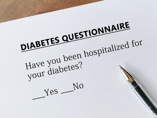 Questionnaire about diabetes