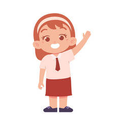Indonesian Elementary School Girl Kids Wearing Red and White Uniform Illustration