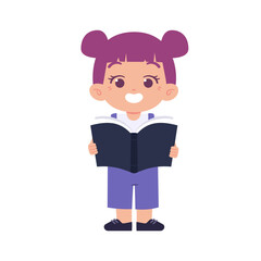 little kid reading book