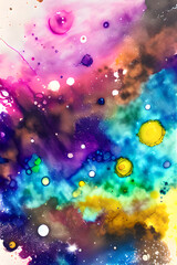 Fototapeta na wymiar Abstract vivid and colorful paint splashes, watercolor. Generative AI