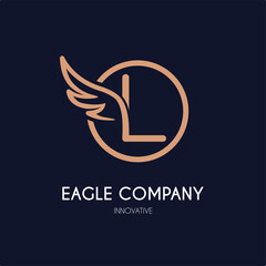 Simple Modern Initial L Letter with Wing Icon in Line art style Logo Idea Template for Cosmetic, Beauty, Jewelry, Accessories, and Craft Business Logo