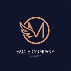 Simple Modern Initial M Letter with Wing Icon in Line art style Logo Idea Template for Cosmetic, Beauty, Jewelry, Accessories, and Craft Business Logo