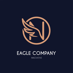 Simple Modern Initial N Letter with Wing Icon in Line art style Logo Idea Template for Cosmetic, Beauty, Jewelry, Accessories, and Craft Business Logo