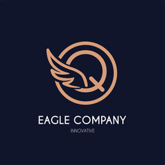 Simple Modern Initial Q Letter with Wing Icon in Line art style Logo Idea Template for Cosmetic, Beauty, Jewelry, Accessories, and Craft Business Logo