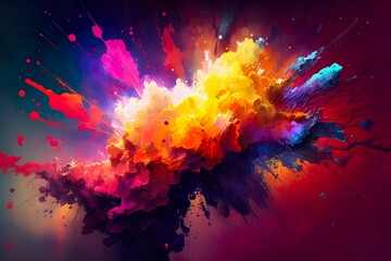 Colorful Paint Explosion - Abstract Background - Generative AI