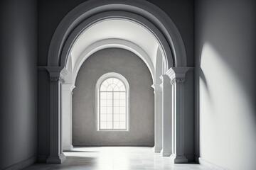 Fototapeta na wymiar Interior architectural background with an empty archway. Generative AI
