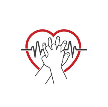 illustration of cpr technique, vector art.