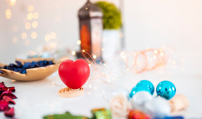 Happy Valentine's day concept new image, valentines day decorations on the table