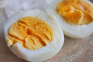 close up of bowel egg in a bowl on table 