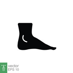 Foot, ankle glyph icon. Solid style can be used for web, mobile, ui. Pain, hip, ortho, anatomy, body, care concept. Vector logo illustration isolated on white background. EPS 10.