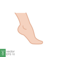 Foot, ankle coloured icon. Filled outline style can be used for web, mobile, ui. Pain, hip, ortho, anatomy, body, care concept. Vector logo illustration isolated on white background. EPS 10.