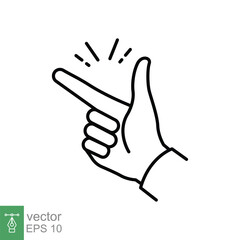 Easy icon. Simple outline style. Finger snapping line sign. Black thin line symbol. Vector illustration isolated on white background. EPS 10.
