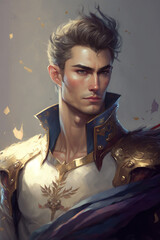 Sharp jaw and handsome fantasy man no real person AI Generative