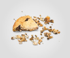Dirty Bread crumbs on gray background