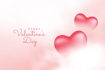 valentines day card with cute hearts behind the clouds