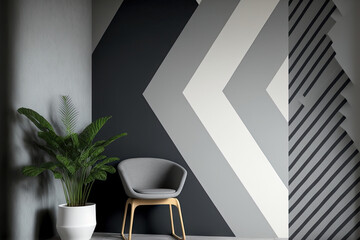 Gray background wall stripes shapes. Generative AI