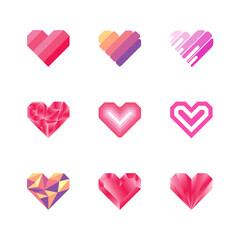 Heart symbol collections. Set of love icons. Creative abstract logo vector illustration.