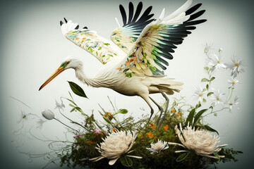 A stork Chirping into Spring: The Return of our Feathered Friends (ai generated)